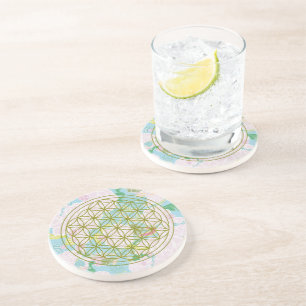 Dessous De Verre En Grès Fleurs de vie
