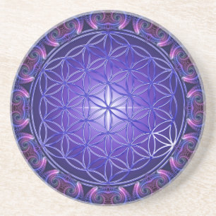 Dessous De Verre En Grès FLEURS DE VIE / Blume des Lebens Mandala I Carré