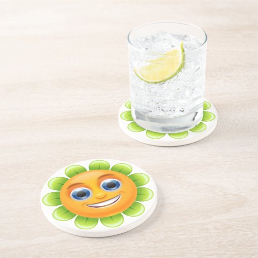 DESSOUS DE VERRE EN GRÈS FLEURS DE VISAGE SOURIS (Côté)