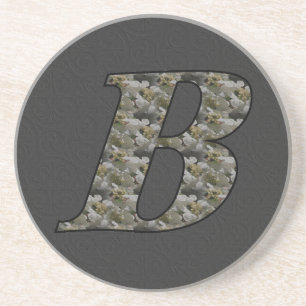 Dessous De Verre En Grès Fleurs d'hortensia à monogramme initial B