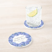 Dessous De Verre En Grès Fleurs d'hortensia bleues personnalisées pour la d (Côté)