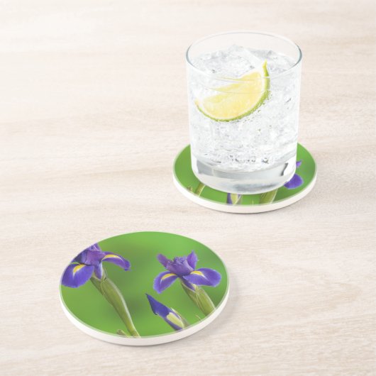 Dessous De Verre En Grès Fleurs d'Iris (Côté)