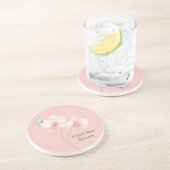 Dessous De Verre En Grès Fleurs d'orchidée rose papillon vert menthe (Côté)