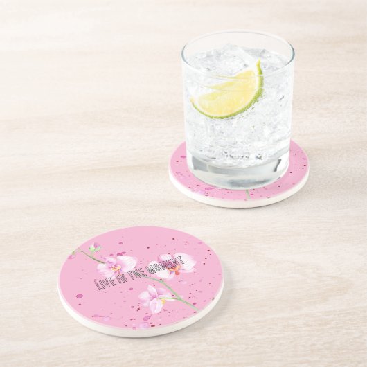 Dessous De Verre En Grès Fleurs d'orchidées roses (Côté)