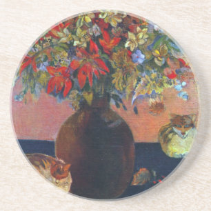 Dessous De Verre En Grès Fleurs et Chats de Paul Gauguin, Beaux-Arts Vintag