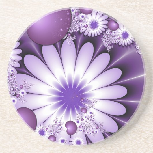 Dessous De Verre En Grès Fleurs et cœurs abstraits fractals en amour (Devant)