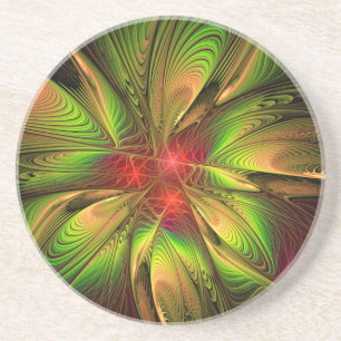 Dessous De Verre En Grès Fleurs imaginaires fractales douces et tendres