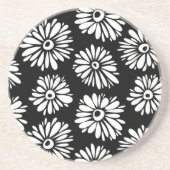 Dessous De Verre En Grès Fleurs noires et blanches funky (Devant)