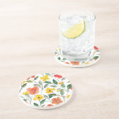 Dessous De Verre En Grès Fleurs orange jaune (Côté)