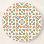 Dessous De Verre En Grès Fleurs orange, Motif Floral, Verdure, Boho (Devant)