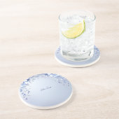 Dessous De Verre En Grès Fleurs Ornées Bleues avec Coaster en Grès Perlé (Côté)