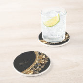 Dessous De Verre En Grès Fleurs Ornées Dorées Sous-Verre en Grès (Côté)