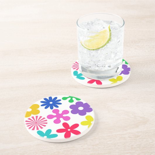 Dessous De Verre En Grès FLEURS RÉTRO super (Côté)