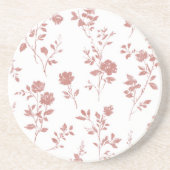 Dessous De Verre En Grès Fleurs Rose Pâle (Devant)