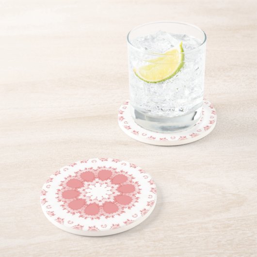 Dessous De Verre En Grès Fleurs roses (Côté)