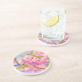Dessous De Verre En Grès Fleurs roses (Côté)