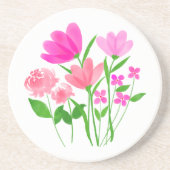 Dessous De Verre En Grès Fleurs roses (Devant)