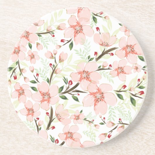 Dessous De Verre En Grès Fleurs roses (Devant)