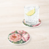 Dessous De Verre En Grès Fleurs roses anciennes géantes (Côté)