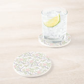 Dessous De Verre En Grès Fleurs roses blush chic romantique (Côté)
