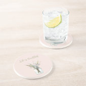 Dessous De Verre En Grès Fleurs roses et bleues blush dans un pot (Côté)