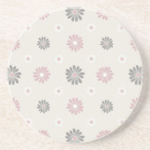 Dessous De Verre En Grès Fleurs roses et gris (Devant)
