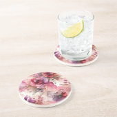 Dessous De Verre En Grès Fleurs roses et violettes Illustration de l'encre  (Côté)