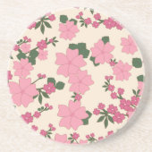 Dessous De Verre En Grès Fleurs Roses, Motif Floral, Motif De Fleurs (Devant)