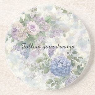 Dessous De Verre En Grès Fleurs roses violettes romantiques