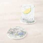 Dessous De Verre En Grès Fleurs roses violettes romantiques (Côté)
