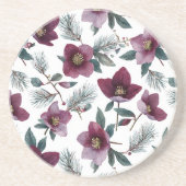 Dessous De Verre En Grès Fleurs Rouge Bourgogne (Devant)