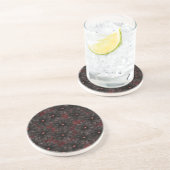 Dessous De Verre En Grès Fleurs Rouge Noir (Côté)