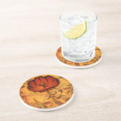 Dessous De Verre En Grès Fleurs rouges I (Côté)