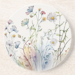 Dessous De Verre En Grès Fleurs sauvages aquarelle