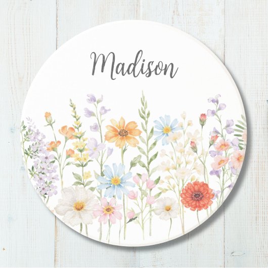 Dessous De Verre En Grès Fleurs sauvages botaniques à l'aquarelle Monogramm