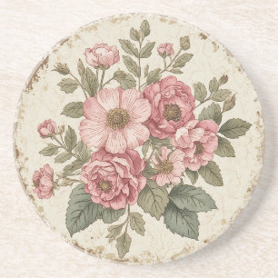 Dessous De Verre En Grès Fleurs Shabby Chic