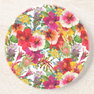 Dessous de verre en grès Fleurs tropicales chaudes