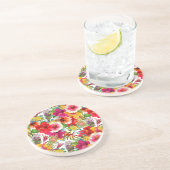 Dessous de verre en grès Fleurs tropicales chaudes (Côté)