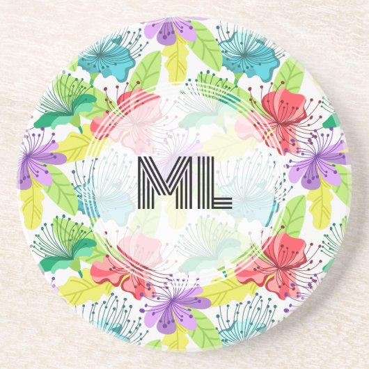 Dessous De Verre En Grès Fleurs tropicales sans couture motif (Devant)