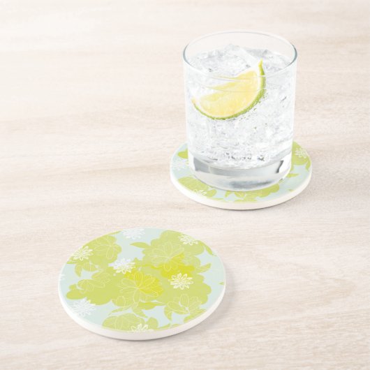 Dessous De Verre En Grès Fleurs vertes (Côté)