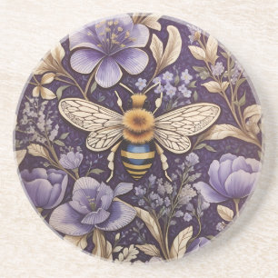 Dessous De Verre En Grès Fleurs vintages de lavande Bumble Bee Purple Natur