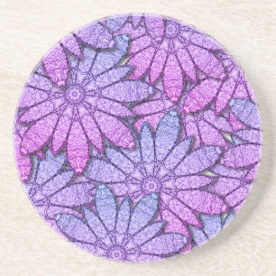 Dessous De Verre En Grès Fleurs violettes amusantes