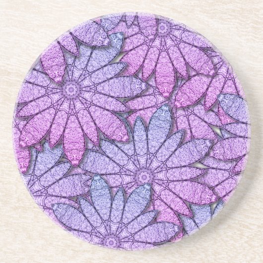 Dessous De Verre En Grès Fleurs violettes amusantes (Devant)
