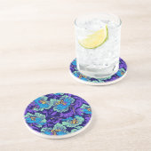 Dessous De Verre En Grès Fleurs violettes et bleues William Morris (Côté)