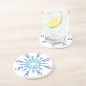 Dessous De Verre En Grès Flocon bleu IV (Côté)