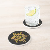 Dessous De Verre En Grès Flocon de neige "3D" d'or (Côté)