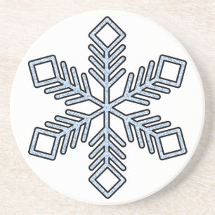 Dessous De Verre En Grès Flocon de Neige Pailleté - Branches Bleu Bébé