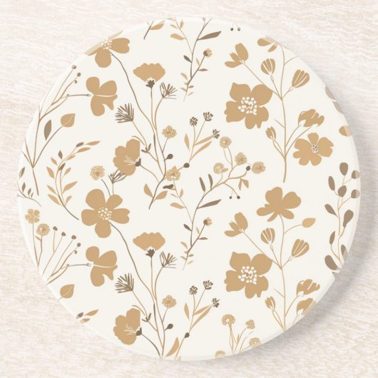 Dessous De Verre En Grès Floral à fleurs dorées (Devant)