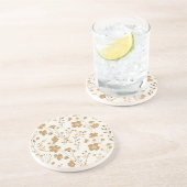 Dessous De Verre En Grès Floral à fleurs dorées (Côté)
