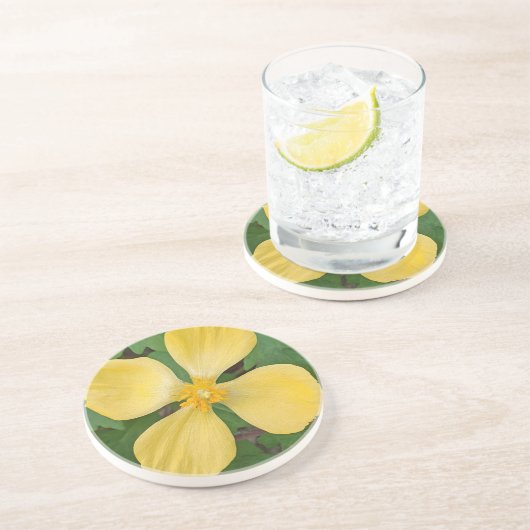Dessous De Verre En Grès Floral de célandine jaune (Côté)
